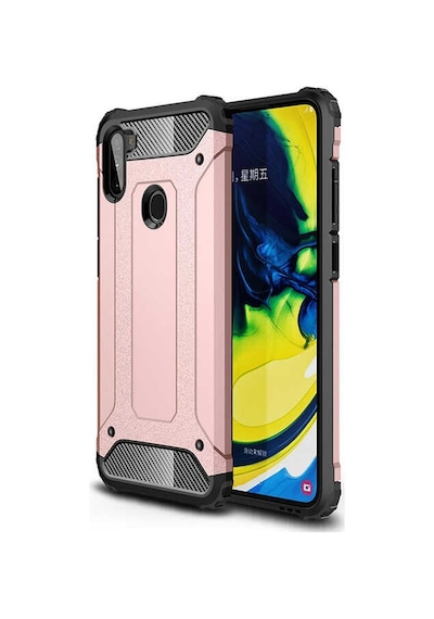 Noktaks - Samsung Galaxy Uyumlu A11 - Kılıf Çift Katman Zırh Tank Crash Military Kapak - Rose Gold