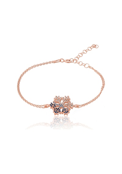 Zanaatsilver 925 Ayar Gümüş Zincirli Rose Çift Zincirli Kar Tanesi Bileklik