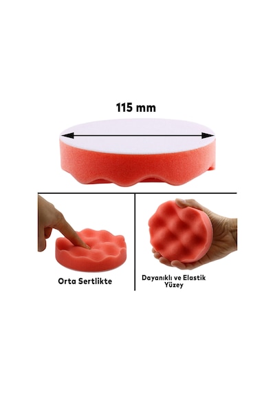 Oto Araç Araba Pasta Cila Polisaj Yumurta Ped Sünger 115 Mm Cırtlı Parlatıcı Çizik Giderici Parlatma Pet