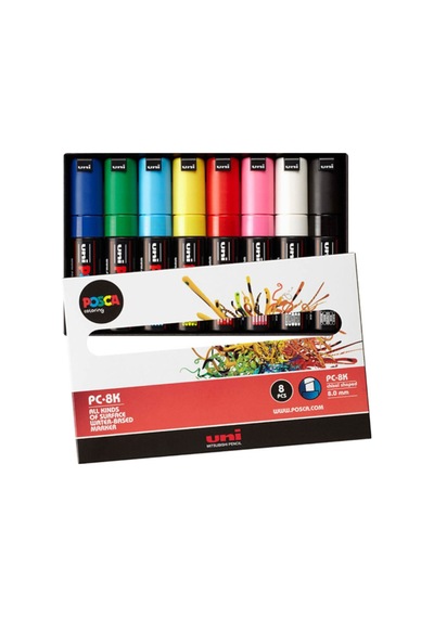 Uni Posca Pc-8K 8.0 Su Bazlı Boyama Markörü Ana Renk 7+1 Set