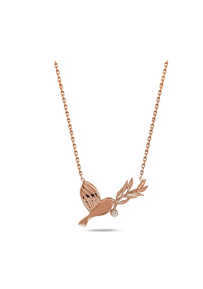 Brezza Lusso Jewelry Enesstore 925 Ayar Zeytin Dalı Tutan Kuş Kadın Gümüş Kolye 45 CM