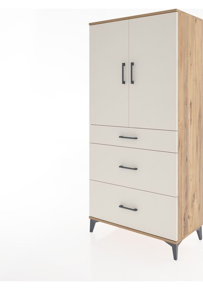 Hyperion Dolap 2 Raflı 3 Çekmeceli 2 Kapaklı 88x44x182 Çam-aytaşı Atlas Çam