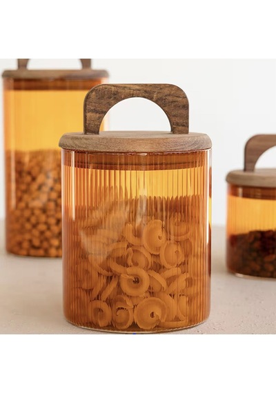 Thee Mia Akasya Kulplu Cam Kavanoz - Amber - 700 Ml Çok Renkli