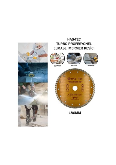 180 Mm Turbo Profesyonel Elmaslı Mermer Kesici Seramik, Porselen, Mermer Ve Granit Kesici