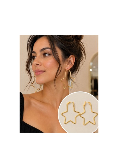Kadın Gold Yıldız Model Küpe Altın Altın