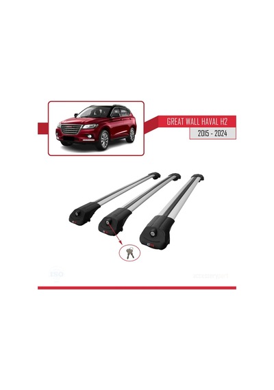 Great Wall Haval H2 2015 Ve Sonrası İle Uyumlu Ace-1 Ara Atkı Tavan Barı Gri 3 Adet Bar