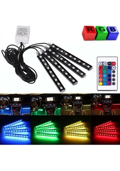 Araç Içi Ayak Altı Müziğe Ve Sese Duyarlı 9 Ledli Kumandalı Led (468671602)