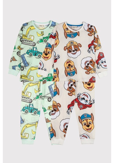 Zuzunga 2'li Paw Petrol Ve Ekskavatör Desenli Erkek Çocuk Pijama Takımı Renklı