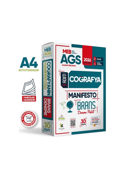 2026 MEB AGS 3 Adım Coğrafya Manifesto Branş Deneme Paketi 30lu Fasikül Seti Özgün Dijital Çözümlü