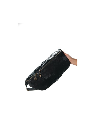 Luvishoes Luvi Shoes Venta Siyah-siyah Baskılı Kadın Büyük Bel Çantası Siyah - Siyah