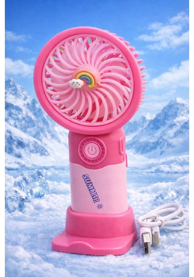 Fit Pembe Mini Taşınabilir Sessiz El Fanı 3 Hız Ayarlı Mini El Pervanesi Soğutucu-vantilatör
