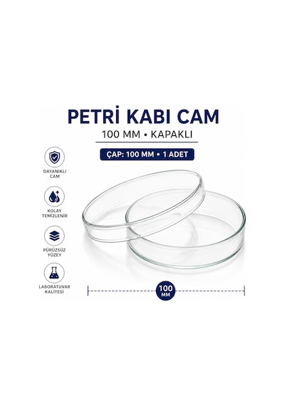 Labolist Kapaklı Petri Kabı Cam 100 MM
