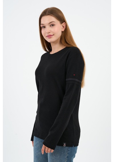 Alexander Gardi Kol Detaylı Bisiklet Yaka Basic Sweatshirt Wk25425 Siyah