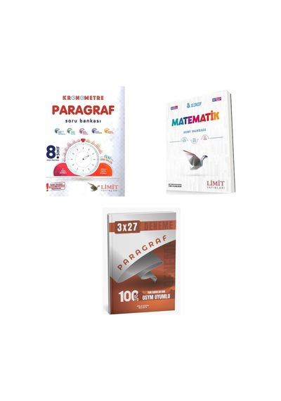 2027 Limit 8. Sınıf Paragraf Lgs Kronometre + Matematik Soru + Anla Kazan Paragraf Deneme 3'lü Set
