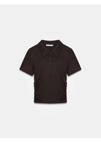 Dilvin 32614 Polo Yaka Top-koyu Kahve Kahverengi