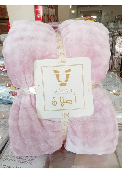 Aslan Bubble Desen / Mevsimlik / Hafif / Lüx / Modern / Çift Kişilik Battaniye Pembe