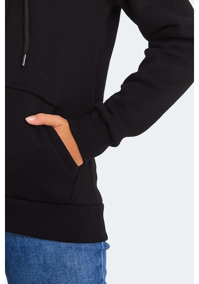 Slazenger Katya Kadın Fermuarlı Kapüşonlu Cepli Siyah Sweatshirt Siyah