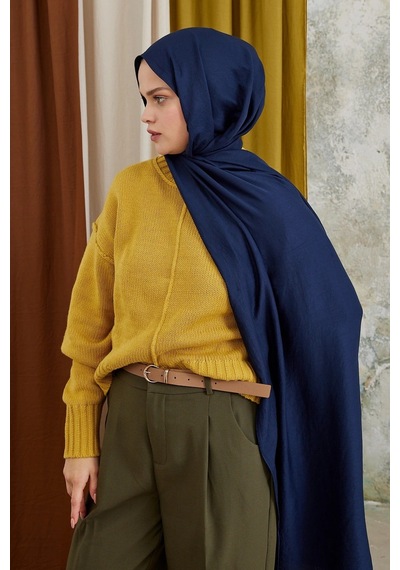 Deserto Fashion Modal Şal Düz Renk-3597 Lacivert