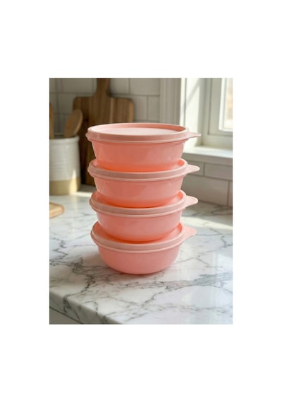 Şeker Kaplar 4'lü 300 Ml, Saklama Ve Servis Kabı 4'lü Set 300 Ml Pembe