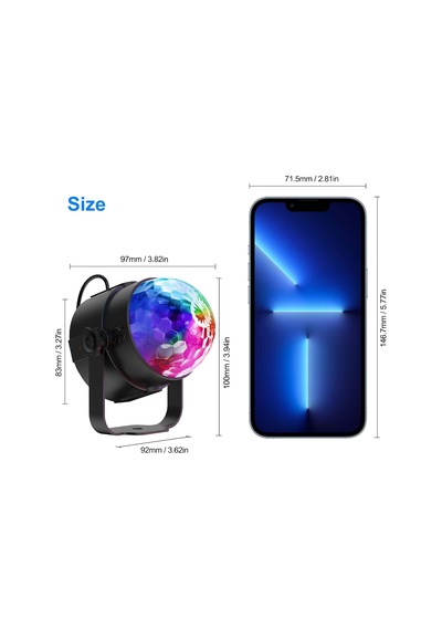 Disko Topu, Parti Işıkları Disko Işıkları 6w Dj Işıkları 7 Renk Uzaktan Kumandalı Ses Aktif Rgb Müzik Kontrollü Sahne Işıkları Döner Noel, Bar, Ktv, Araba, Dj İçin Disko Topu - 2 Adet