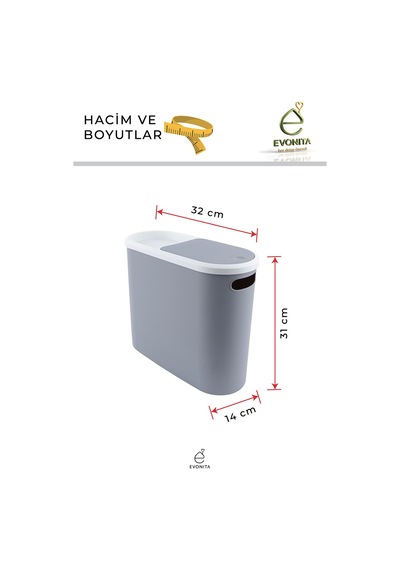10 Litre Kapaklı Çöp Kovası Dar Alan Çöp Kutusu Banyo Mutfak Ofis Çöp Kovası Organizer Kutusu