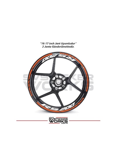 Bajaj Rs200 Jant Sticker Dış Ve İç Set Sticker Jant Şeridi Turuncu 00062700