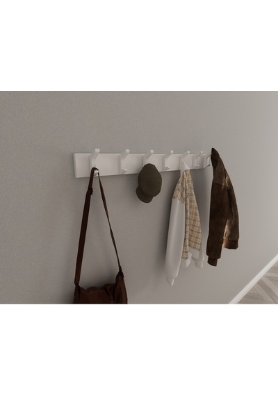Hepsi3boyutlu Modern Duvar & Kapı Kanca Askılık - 7 Adet Beyaz Kanca Askılık - Model No : 2 Beyaz