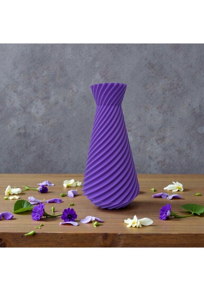 Dekoratif Modern Vazo Minimal Şık Tasarım 20 10 Cm Mor