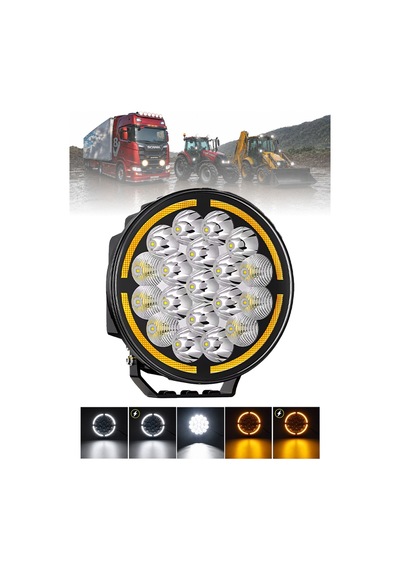 Tır Kamyon Traktör 9 İnç Led Sis Farı Angel Halka Metal Kasa 100 W Süper Delici Aydınlatma 12-24v