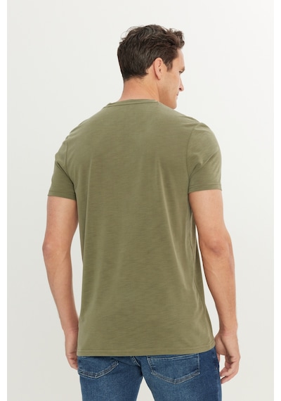 AC&Co / Altınyıldız Classics Erkek Hakı Yumuşak Dokulu Slim Fit Dar Kesim Bisiklet Yaka Tişört Haki