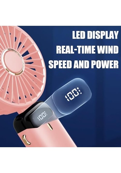 El Vantilatörü, Taşınabilir Mini Vantilatör, Şarj Edilebilir, 5 Hız Kademeli, Katlanabilir Usb Vantilatör, Ofis, Dış Mekan İçin Pembe