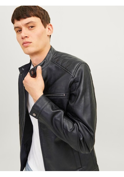Jack & Jones Jack Jones Erkek Siyah Renk Bıker Deri Ceket 12261196 Siyah