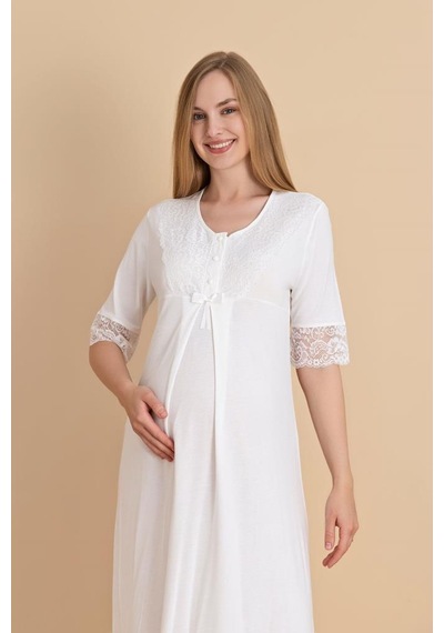 Duchesse 2601 Dantel Kol Hamile Lohusa Gecelik Sabahlık Tk