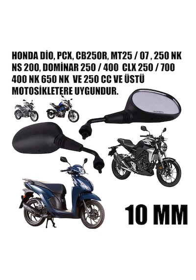 10 Mm Evrensel Motosiklet Ayna Aparatı 250 Cc Ve Üzeri Motorlarla Uyumlu Dayanıklı Bağlantı Adaptörü