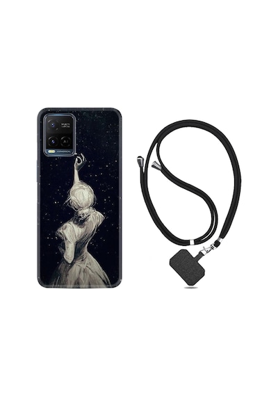 Vivo V21 Kılıf Desenli Silikon Boyun Askılı Star Woman 1332