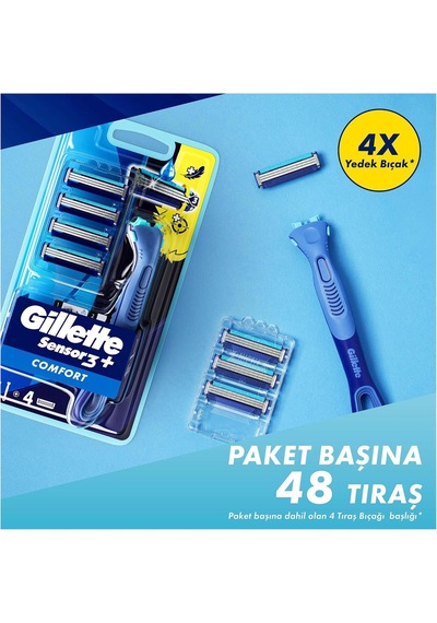 Sensor3+ Comfort 4'lü Yedek Bıçağı Başlıklı Tıraş Makinesi