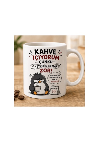 Eğlenceli Tasarımlı Kupa Bardak Beyaz Beyaz
