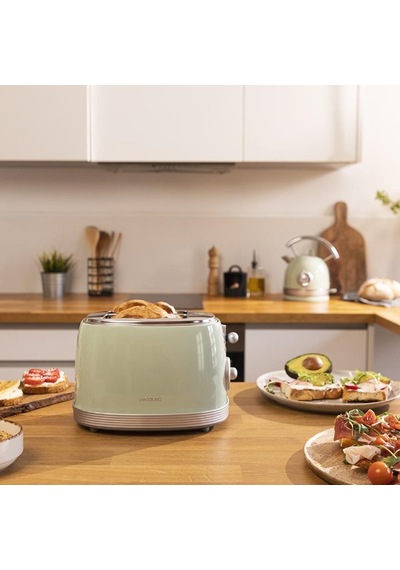 Cecotec Toast Taste 800 Vintage Light Green Retro 850 W Ekmek Kızartma Makinesi