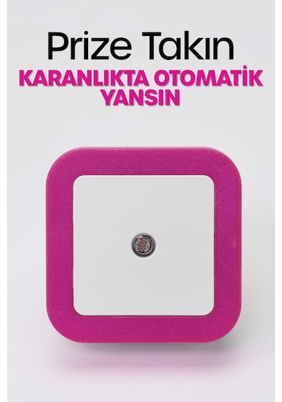Kare Otomatik Gece Lambası Işığa Duyarlı Karanlık Ldr Sensörlü Koridor Pembe Gc02 Pembe