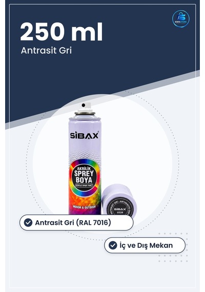 Antrasit Gri Akrilik Sprey Boya 250 Ml Ral İç Dış Mekan Ahşap Met Antrasit Gri ( Ral 7016 )