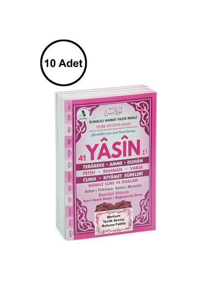 10 Adet Türkçe Mealli Orta Boy 80 Sayfa 41 Yasin - Pembe Renk
