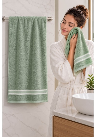 2 Parça Kadın/erkek Banyo Duş Hamam Havlu Seti 90x150 Cm Açık Yeşil