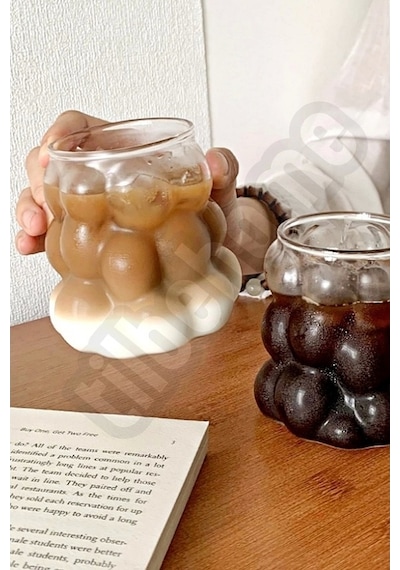 6 Adet Üzüm Kabartmalı Borosilikat Cam Bardak Sunumluk Pinterest Bubble Bardak Soğuk Kahve Bardağı Şeffaf