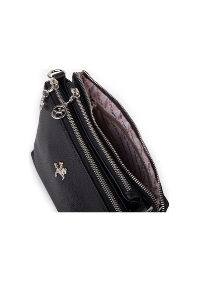 Nas Bag Mini Kadın 3 Gözlü Cüzdanlı Günlük Çapraz Çanta Siyah Lopez