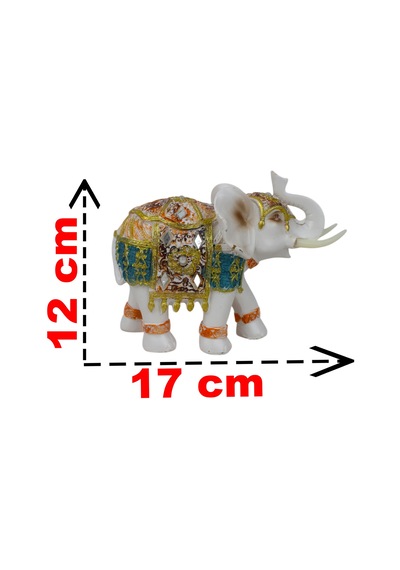 Lüks Ayna Ve Nakış İşlemeli Feng Shui Fil Heykeli Dekoratif Biblo 17 Cm. Yeni Yıl Ev & Ofis Hediyesi