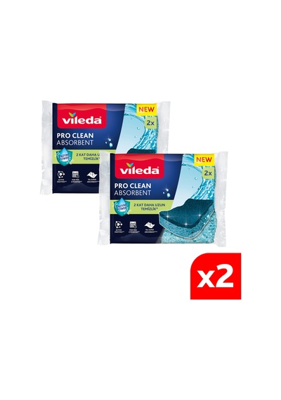 Vileda 2 Paket 2li Pro Clean Viskoz Selüloz Bulaşık Süngeri Vld0000000464