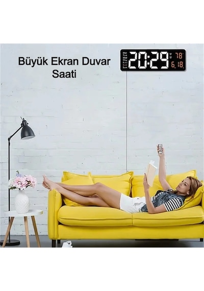 Uzaktan Kumandalı Led Dijital Duvar Saat Geri Sayım Tarihsıcaklık Siyah