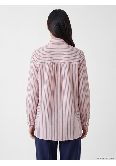 Lcw Everyday Pembe Çizgili Kadın Gömlek Tunik