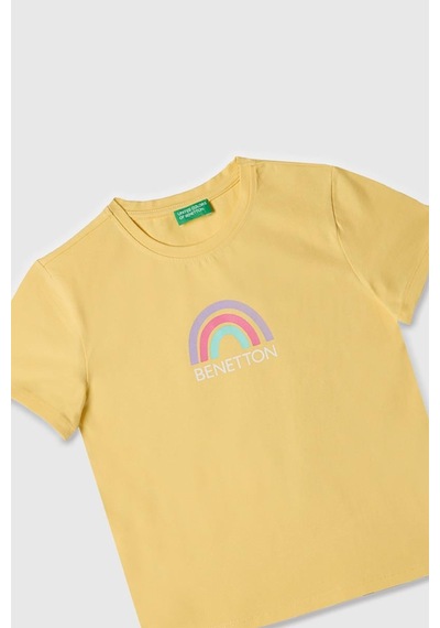 United Colors Of Benetton Kız Çocuk T Shirt Sarı Bnt-g21814-1377 Sarı