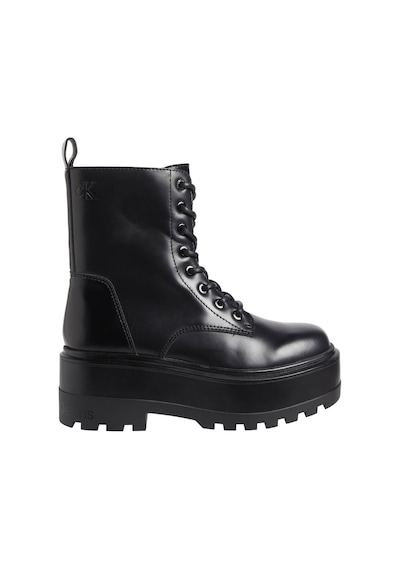Calvin Klein Jeans Flatform Lace Up High Boots Siyah Siyah